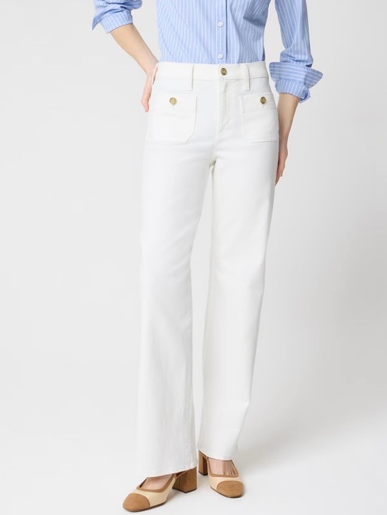 J. Crew Denim - J. Crew White Straight-Leg Jeans with Gold Buttons